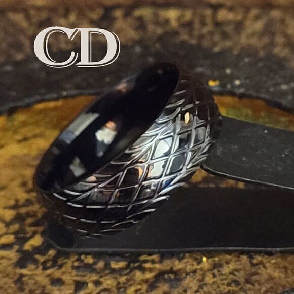 Men's Black Racing Tire Promise Ring Band - Tire Tread Promise Ring For Guys - - Picture 1 of 6